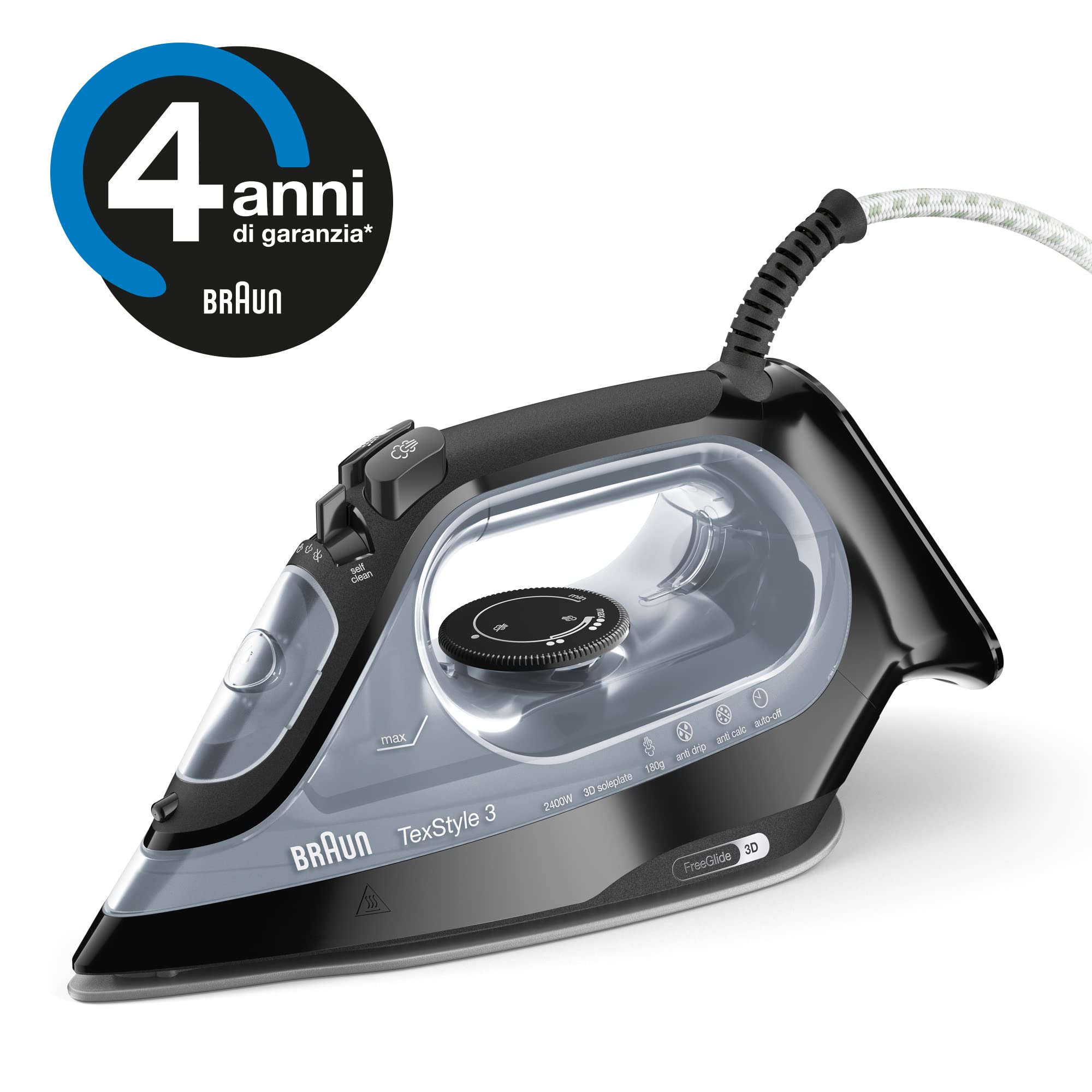 Braun TeXStyle Steam Iron, Black Min 1 year warranty كواية تيكستايل بالبخار من براون، اسود Braun TeXStyle Steam Iron, Black Min 1 year warranty كواية تيكستايل بالبخار من براون، اسود